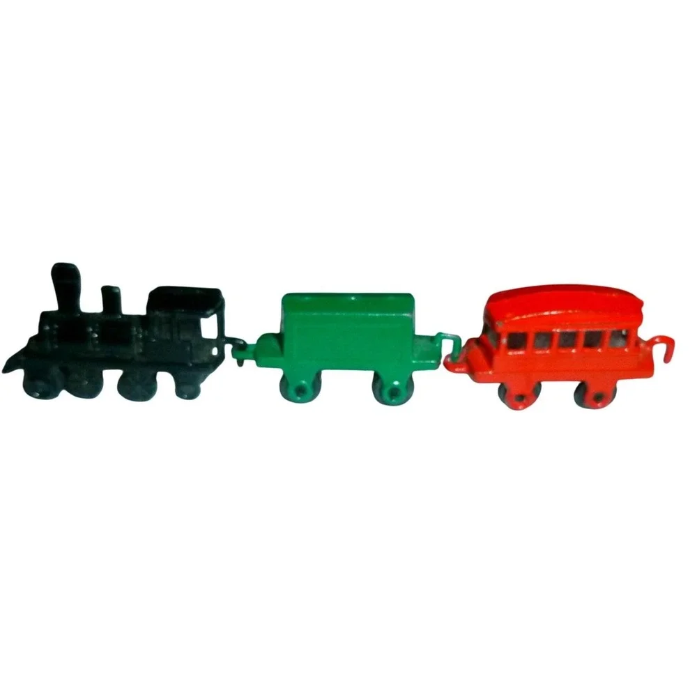 Vintage Miniature Diecast Metal Train Set 4‎ Piece Made Japan Multi Color Micro